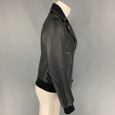 BALMAIN By Olivier Rousteing Size 38 Black Leather Motorcycle Jacket