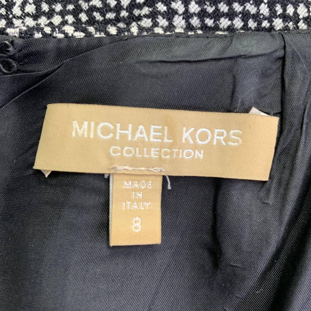 MICHAEL KORS COLLECTION Size 8 Black White Wool Blend Tweed Dress Jacket Set