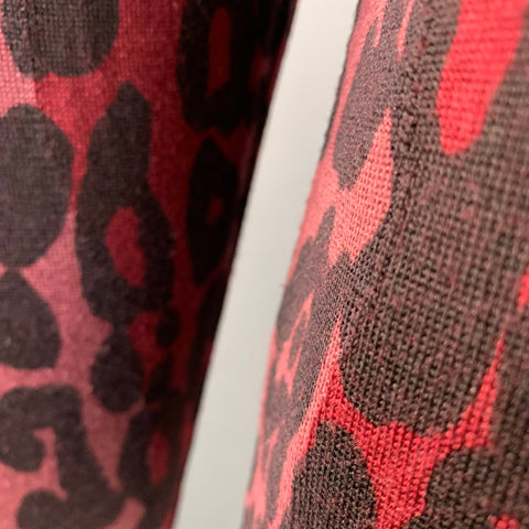 BURBERRY Size XL Red Black Pink Animal Print Wool Silk Crew Neck Pullover