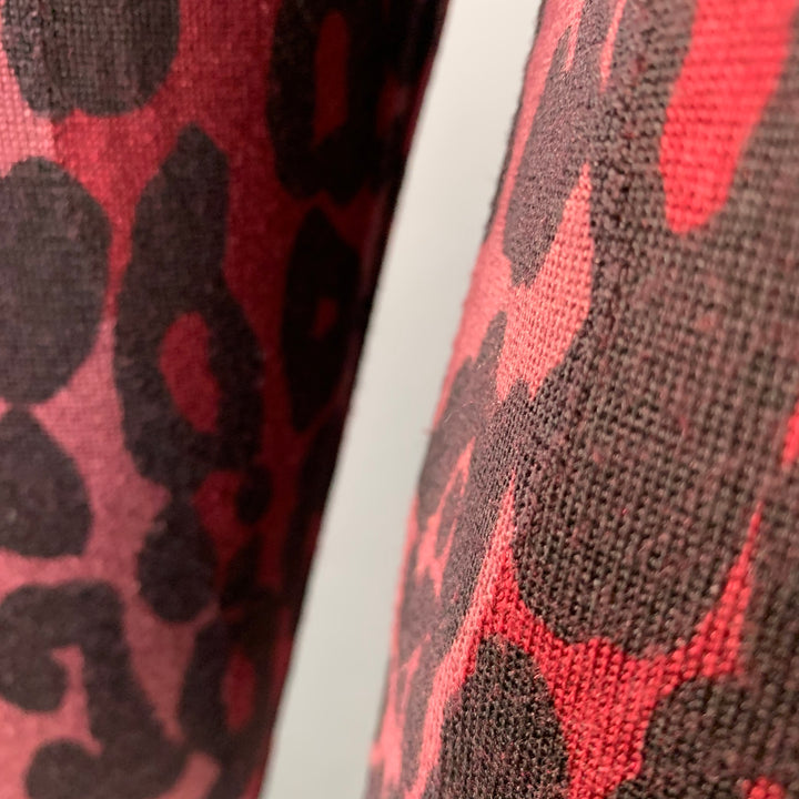 BURBERRY Size XL Red Black Pink Animal Print Wool Silk Crew Neck Pullover