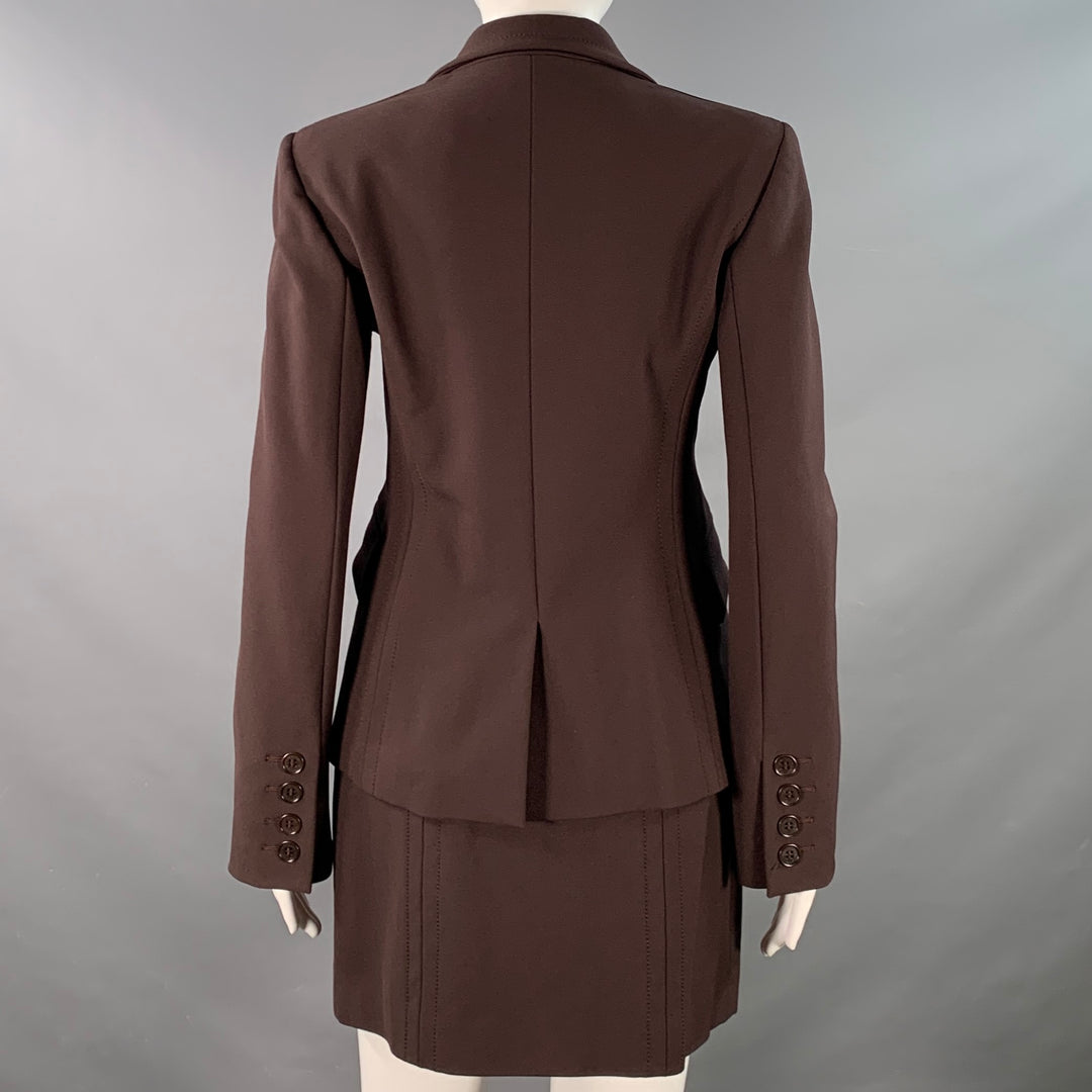 FUTURE OZBEK Size 6 Brown Rayon Blend Single Breasted Blazer Mini Skirt Set