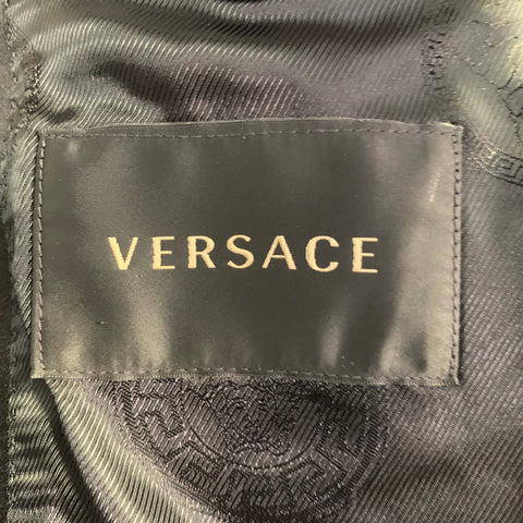 VERSACE Size 44 Black Gold Purple Abstract Silk Blend Shawl Collar Sport Coat