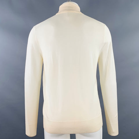 MR. TURK Size M Cream Beige Knit Merino Wool Turtleneck Pullover