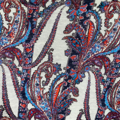 ISABEL MARANT Size XS White Blue Red Paisley Linen Scoop Neck T-shirt