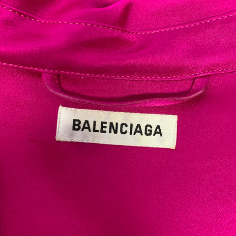 BALENCIAGA Size M Pink Fuchsia Silk Button Up Long Sleeve Shirt