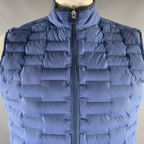 PETER MILLAR Taille L Gilet matelassé bleu en mélange de nylon avec double fermeture éclair