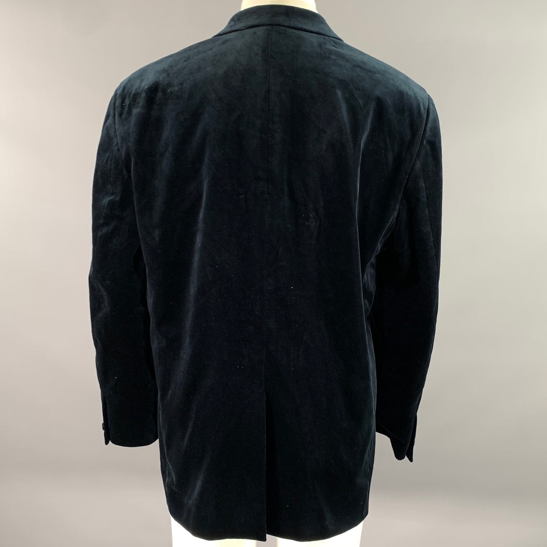 THEORY Size 46 Navy Teal Cotton Blend Tuxedo Jacket