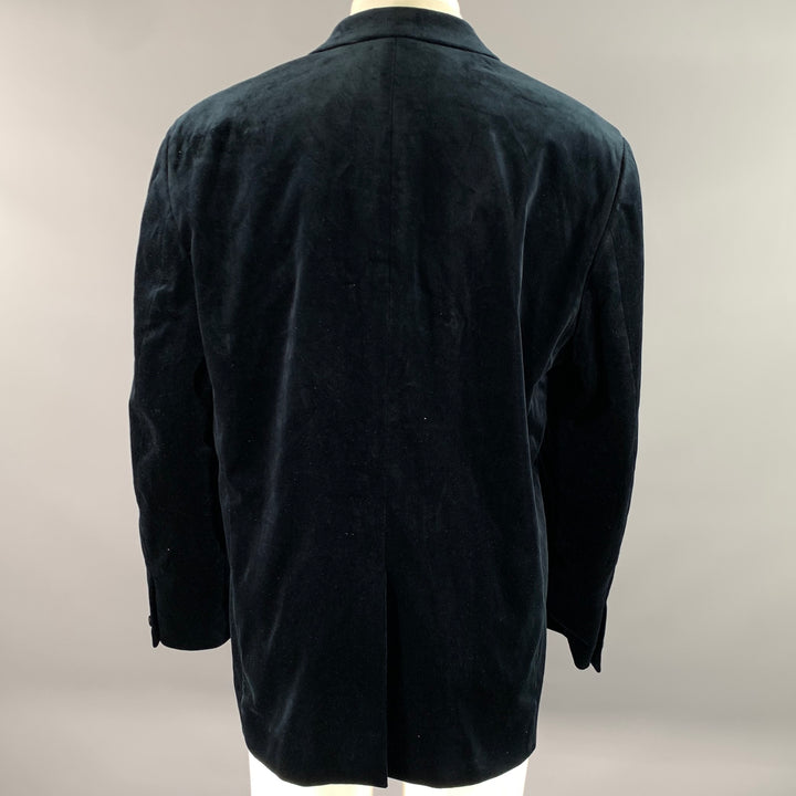 THEORY Size 46 Navy Teal Cotton Blend Tuxedo Jacket