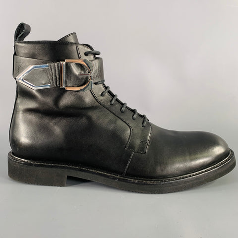 VERSUS by GIANNI VERSACE Size 12 Black Leather Side Zipper Boots