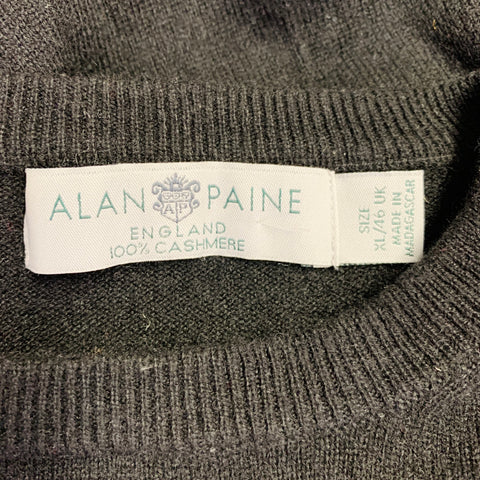 ALAN PAINE Vintage Size XL Black Cashmere Crew Neck Pullover