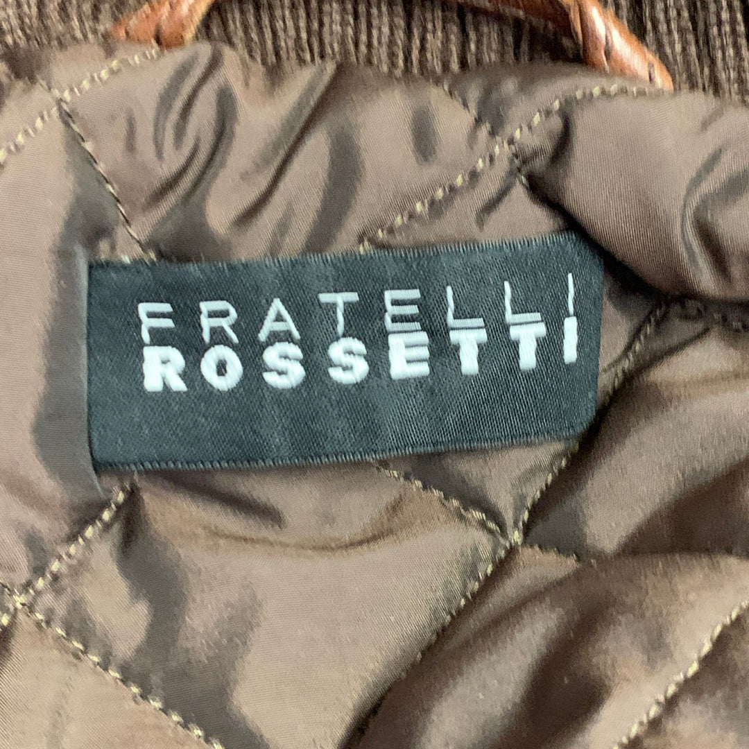 FRATELLI ROSSETTI Size 42 Brown Leather Zip Pockets Jacket