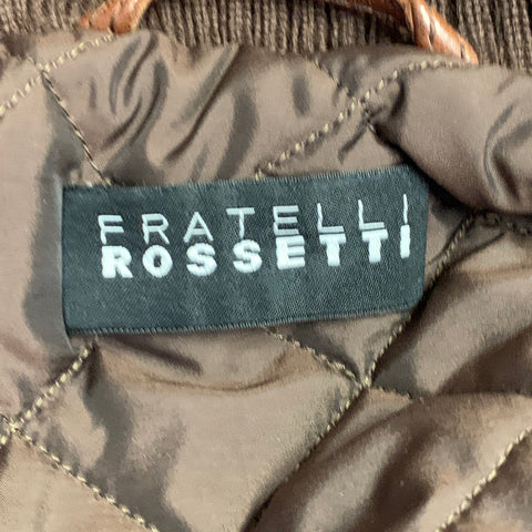 FRATELLI ROSSETTI Size 42 Brown Leather Zip Pockets Jacket
