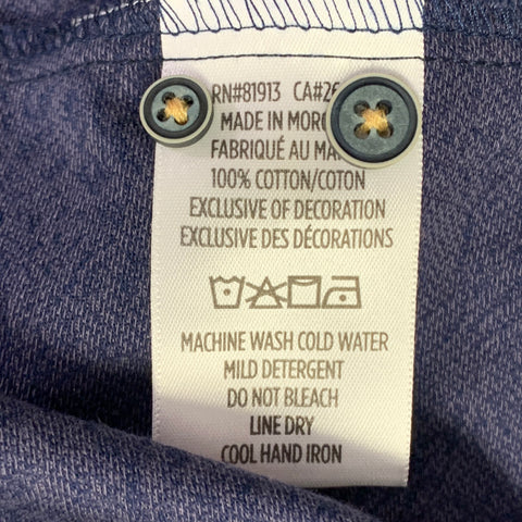 Chemise à manches longues ROBERT GRAHAM Taille XL Bleu marine Indigo Fleuri Col classique Coton