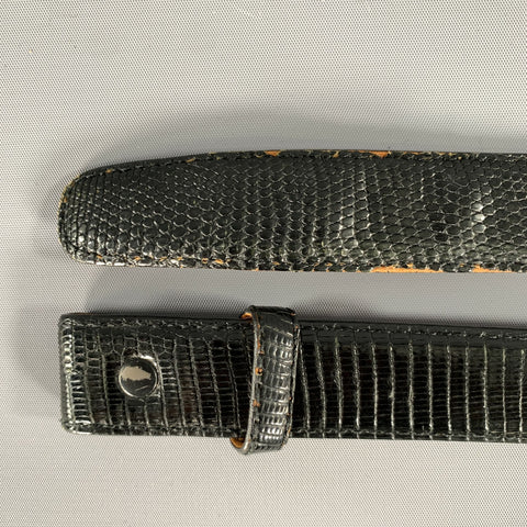 NO BRAND Size 44 Black Lizard Leather Belt