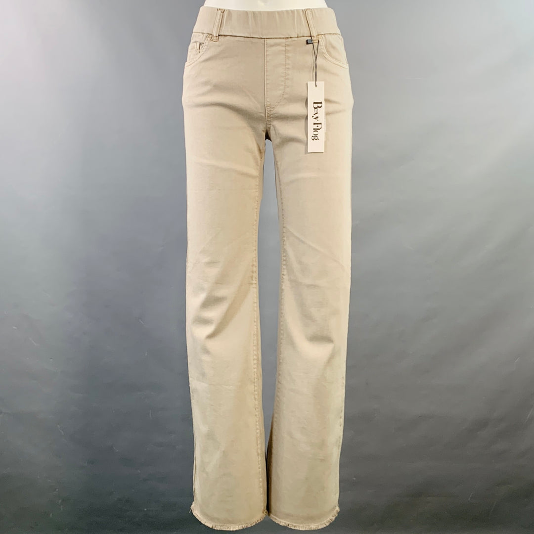 FLOG Size 26 Amanda Beige Cotton Blend Twill Straight Casual Pants
