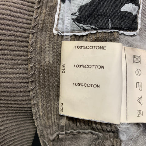 DRKSHDW Size 30 Taupe Corduroy Cotton Straight Distressed Raw Edge Jeans