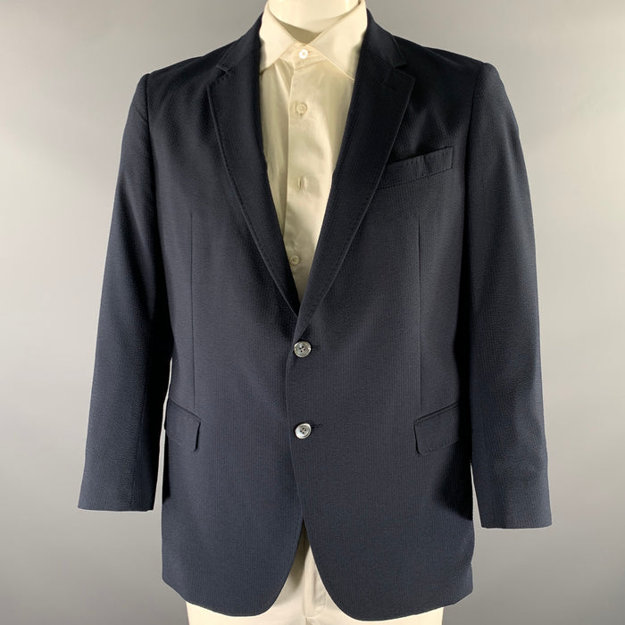 ARMANI COLLEZIONI Size 44 Navy Seersucker Polyester Sport Coat