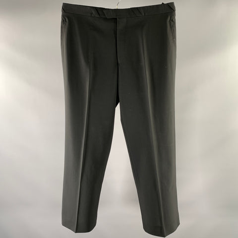 THIERRY MUGLER Size 34 Black Wool Baggy Dress Pants