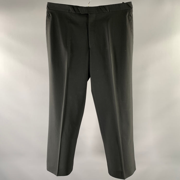 THIERRY MUGLER Size 34 Black Wool Baggy Dress Pants