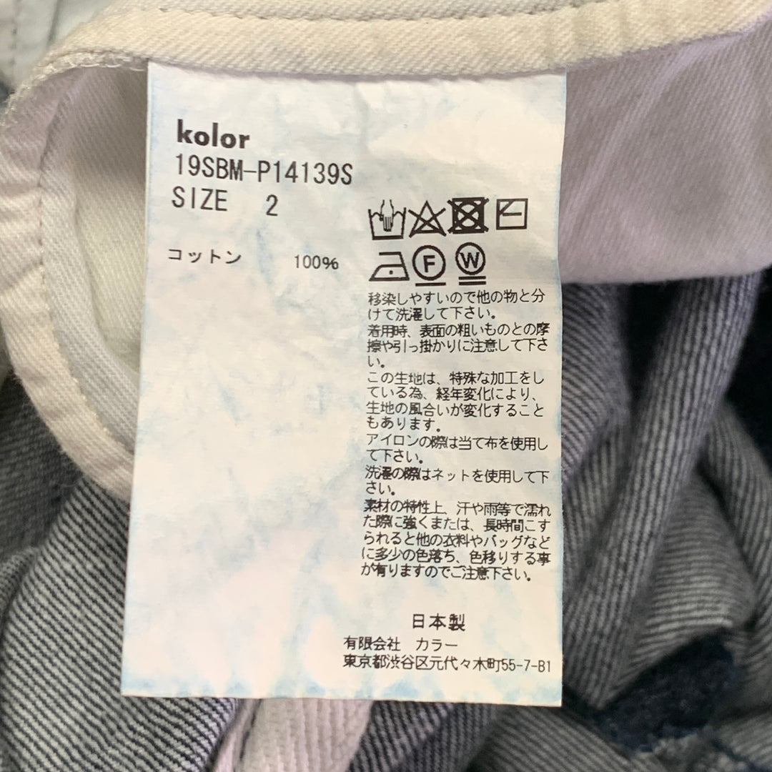 KOLOR Size M Indigo Twill Cotton Tapered Pleated Jeans