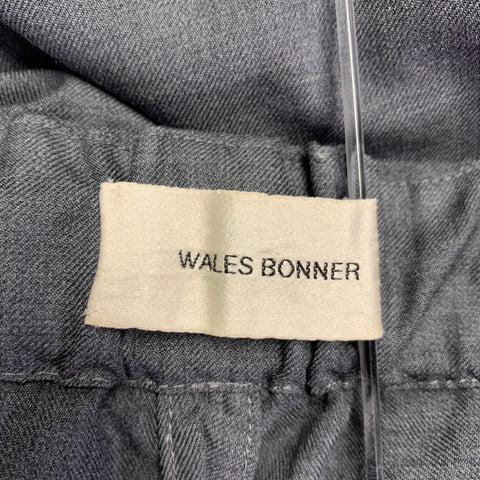 WALES BONNER Size 34 Grey Blue Wool Flat Front Casual Pants