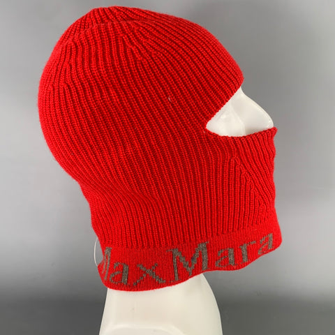 MAX MARA Red Grey Logo Wool  Cashmere  Silk Hats