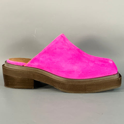 ECKHAUS LATTA Size 9 Pink Fuchsia Suede Mules Flats
