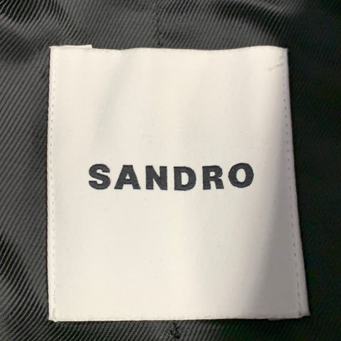 SANDRO Taille 4 Noir Doré Mélange Polyester Col Claudine Veste Courte Blazer