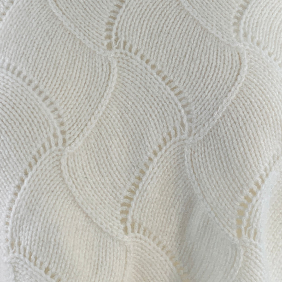 THE CASHMERE PROJECT Size S Cream Cashmere Geometric Crew Neck Sweater