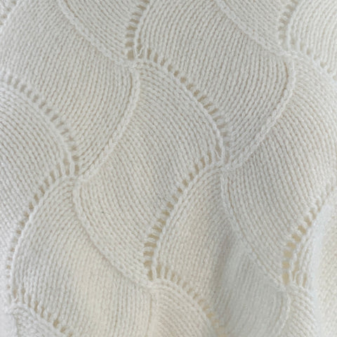 THE CASHMERE PROJECT Size S Cream Cashmere Geometric Crew Neck Sweater