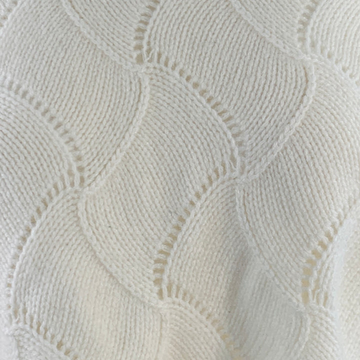 THE CASHMERE PROJECT Size S Cream Cashmere Geometric Crew Neck Sweater