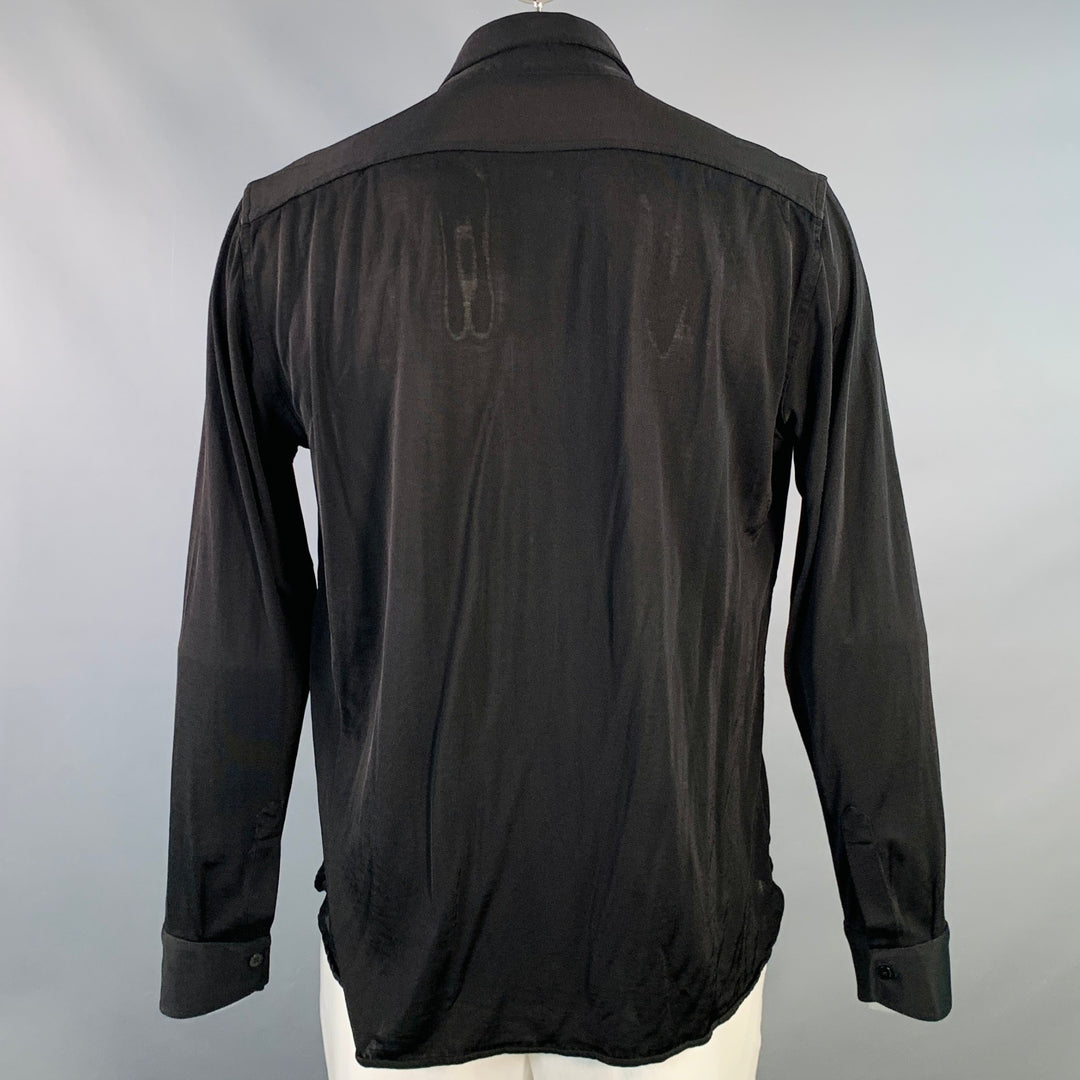 TOM FORD Size XXXL Black Viscose Blend Cutaway Long Sleeve Shirt