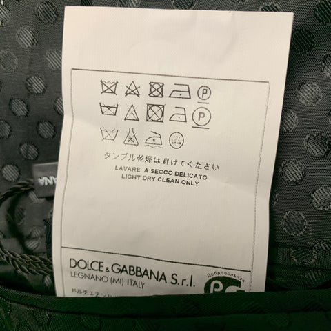 DOLCE & GABBANA Martini Size 42 Black Virgin Wool Double Breasted Crystal Accents 3 Piece Suit