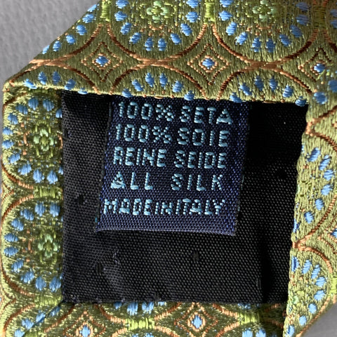 MASSIMO BIZZOCCHI Green Blue Circles Silk Tie