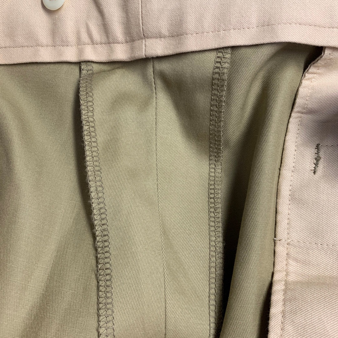 BELAFONTE Size XL Tan Twill Cotton Pleated Cuffed Button Fly Casual Pants