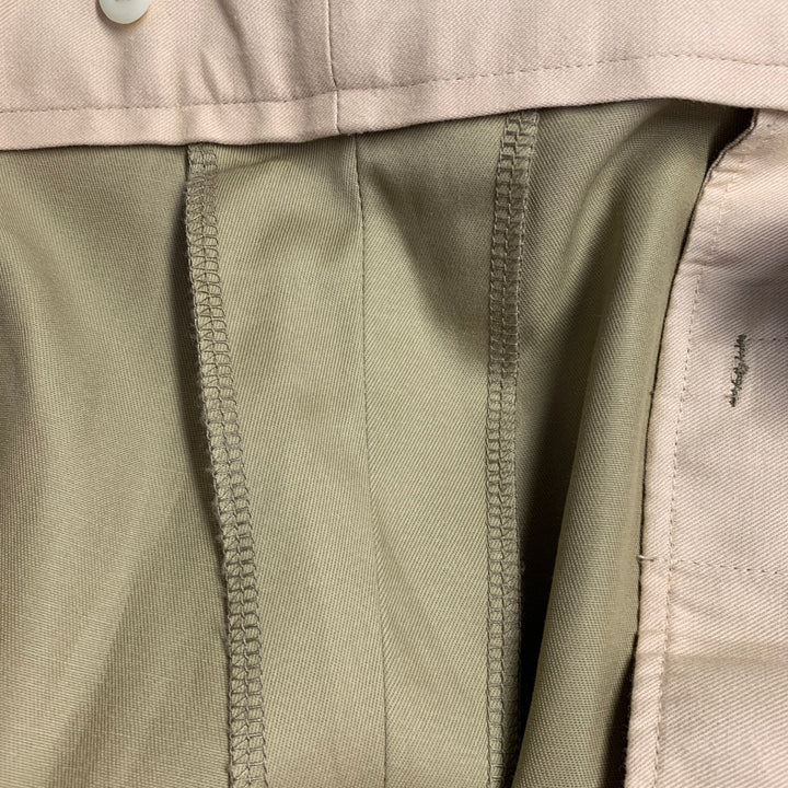 BELAFONTE Size XL Tan Twill Cotton Pleated Cuffed Button Fly Casual Pants