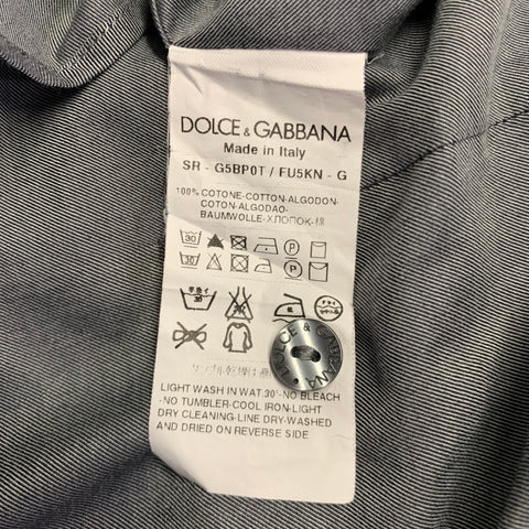 DOLCE & GABBANA Size M Grey Cotton Button Up Long Sleeve Shirt