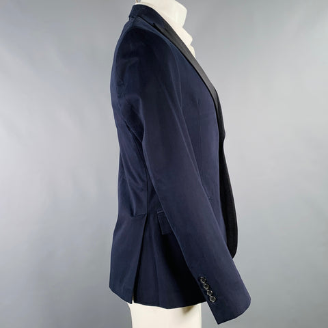 TODD SNYDER Size 42 Navy Black Wool Peak Lapel Sport Coat