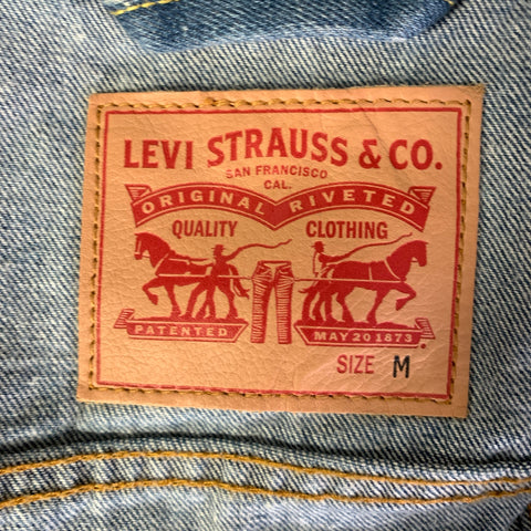LEVI'S Size M Blue White Paint Splatter Cotton Trucker Jacket