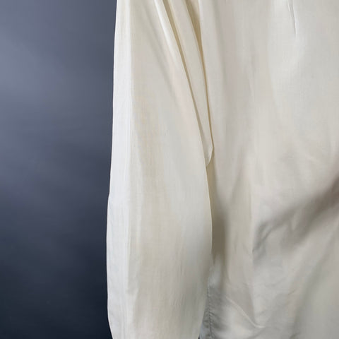 CLAUDE MONTANA Vintage Size S White Pleated Cotton Spread Collar Oversized Long Sleeve Shirt