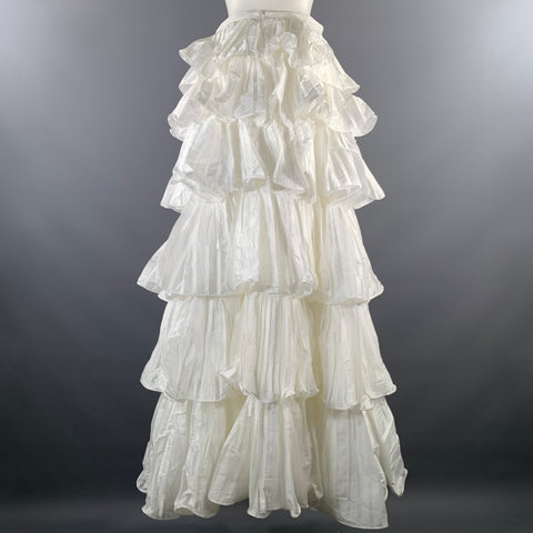 PORTIA & SCARLETT Size M White Polyester Spandex Ruffled Maxi Skirt