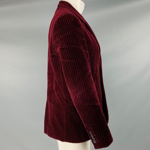 BURBERRY PRORSUM Talla 40 Abrigo deportivo con solapa de muesca de algodón de pana burdeos
