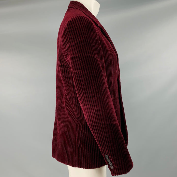 BURBERRY PRORSUM Size 40 Burgundy Corduroy Cotton Notch Lapel Sport Coat