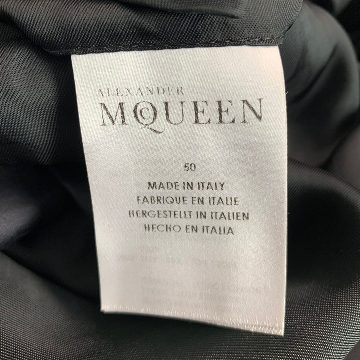 ALEXANDER MCQUEEN Size 40 Black Silk Notch Lapel Sport Coat