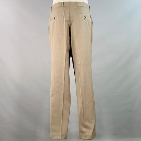 HUGO BOSS Size 40 Regular Grey Taupe Nailhead Virgin Wool Suit