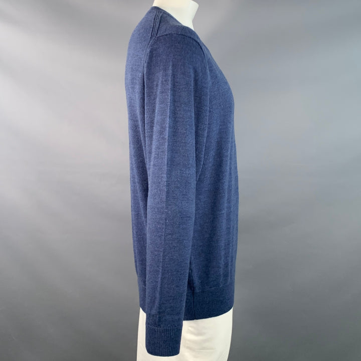 RODD & GUNN Size XL Blue Heather Knit Merino Wool Long Sleeve V-Neck Sweater