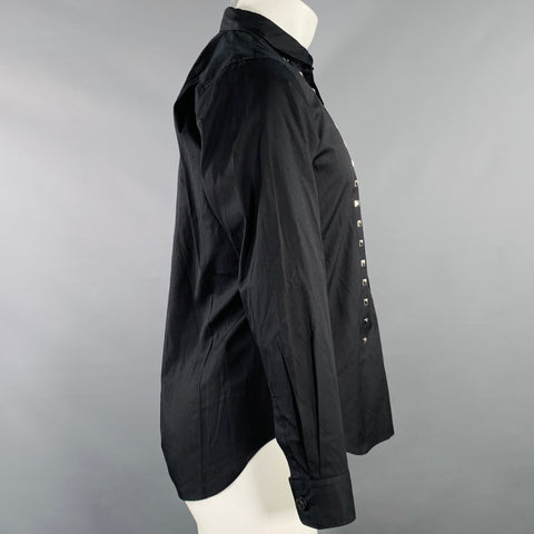 COMME des GARCONS HOMME PLUS Size XS Black Studded Cotton Long Sleeve Shirt