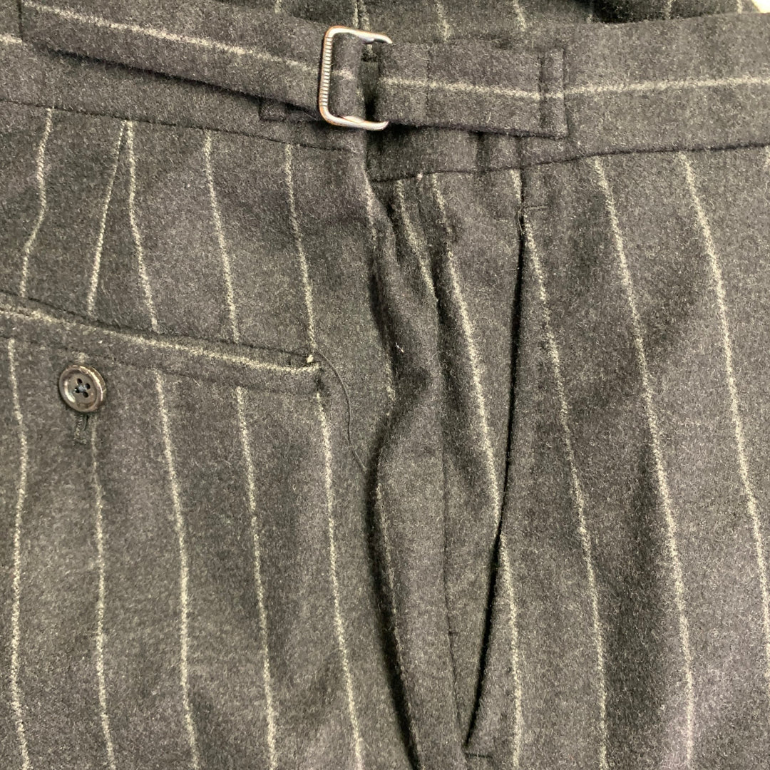 RALPH LAUREN Size 38 Grey Charcoal Pinstripe Wool Cashmere Zip Fly Dress Pants