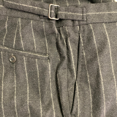 RALPH LAUREN Size 38 Grey Charcoal Pinstripe Wool Cashmere Zip Fly Dress Pants