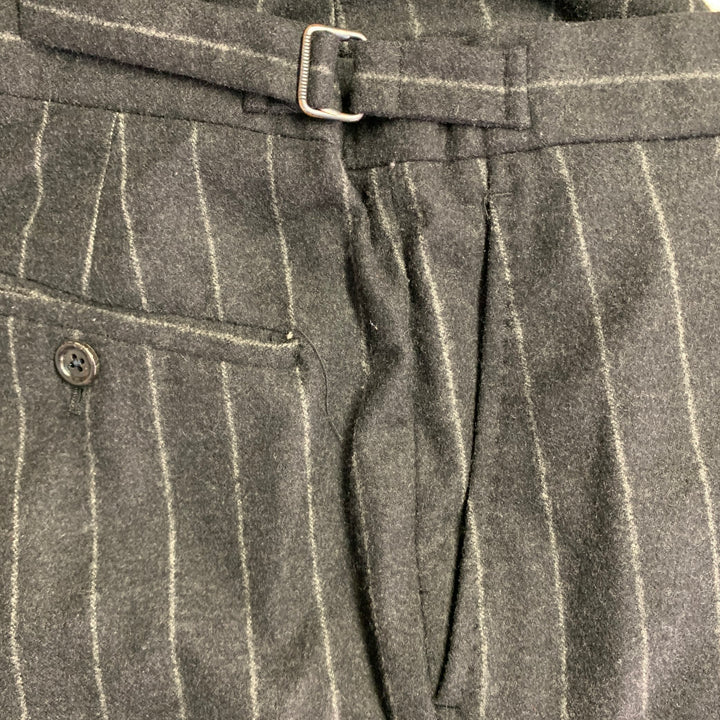 RALPH LAUREN Size 38 Grey Charcoal Pinstripe Wool Cashmere Zip Fly Dress Pants